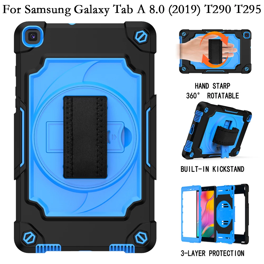 Vállpánt Forgatás Állni, Ütésálló Tabletta Fedezi a Samsung Galaxy TabA Lap Egy 8.0 2019 T295 T290 Esetben PC Szilikon Fundas