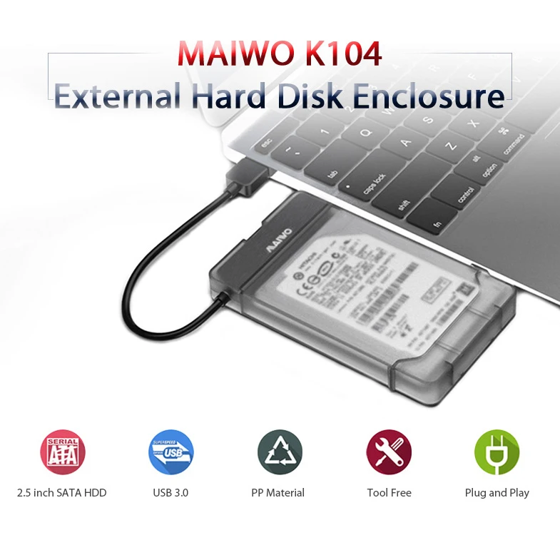 Maiwo K104 Usb 3.0 Sata 3.0 Hdd Merevlemez Burkolat Támogatja A 2,5 Hüvelykes Ssd Ingyenes Eszközök