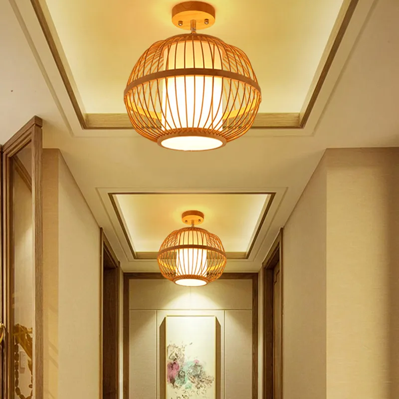 Japán Stílusú, Fából Készült Csillár Étkező, Hálószoba, Nappali, Mennyezeti Lámpa Tea Szoba, Folyosó Bambusz Lámpabúra