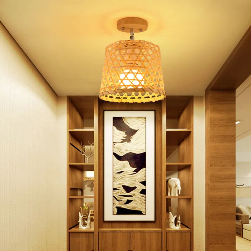 Japán Stílusú, Fából Készült Csillár Étkező, Hálószoba, Nappali, Mennyezeti Lámpa Tea Szoba, Folyosó Bambusz Lámpabúra