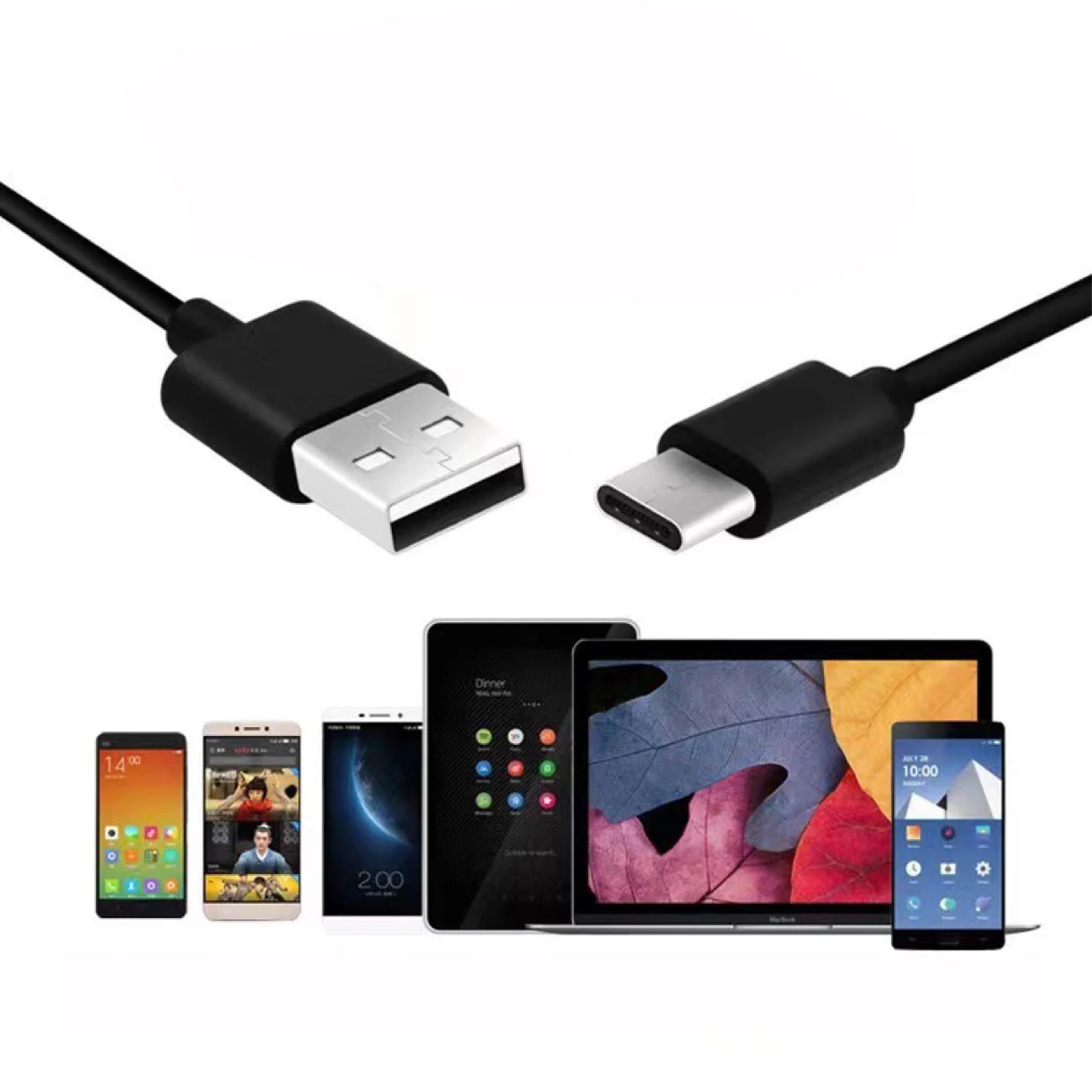 1m Típusú USB-C Kábel Samsung Xiaomi Huawei 3A Gyors Töltés USB-C Kábel Mobiltelefon, Tablet Töltő C-Típusú Adatok Wire Kábel