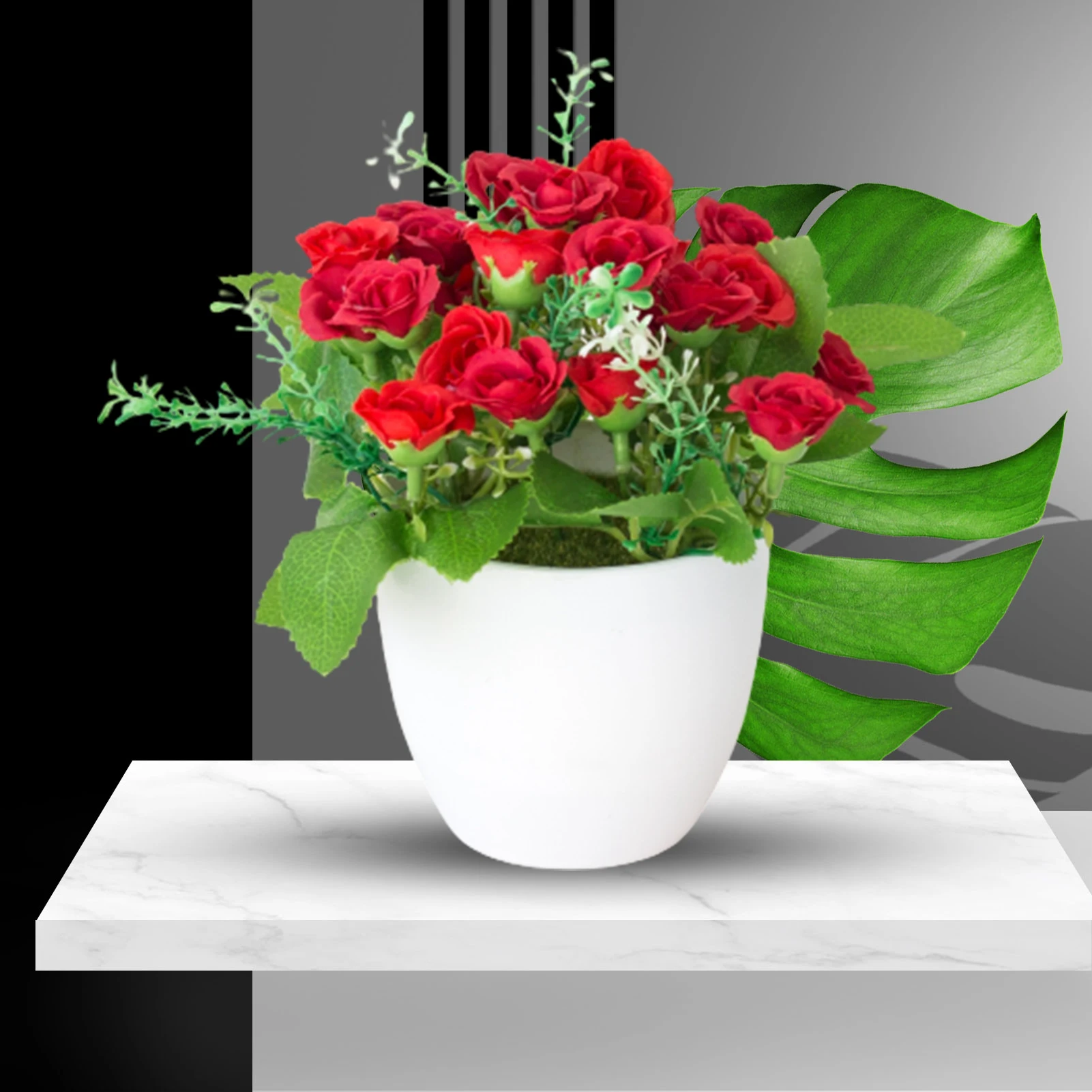 1db Selyem Szövet Mesterséges Rose Hamis Virág Cserepes Bonsai Növény Dísz, Otthon, Kávézó, Ajándék, Esküvő, Party Bolt, Dekoráció