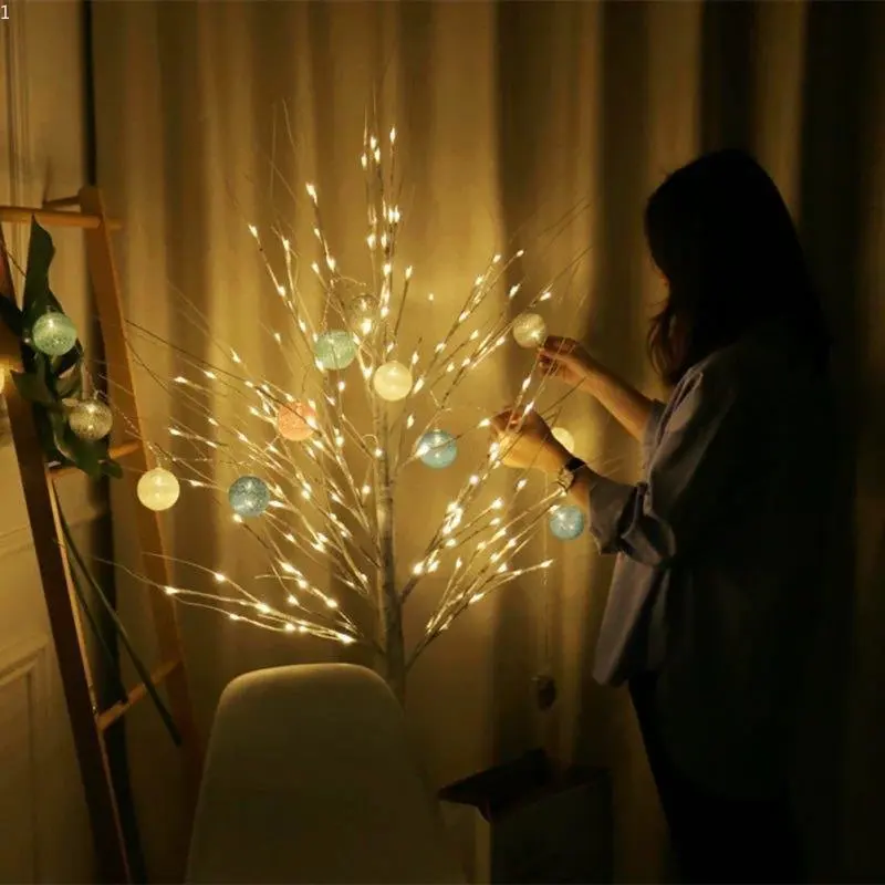 LED, Fehér Nyír Dekoratív LightsChristmas Fesztivál Táj Fények Szimuláció Hálószoba Dekoratív Modell Fények Navidad 2023
