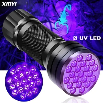 Mini Blacklight Láthatatlan Tinta Jelölő 21LED 12LED UV Ultra Violet LED-es elemlámpa Zseblámpa Fénye 3xAAA Elem powered