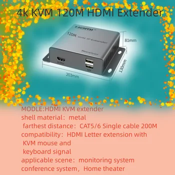 4K-s KVM 120M RJ45, HDMI-kompatibilis HDMI extender Hálózati Extender által CAT5e CAT6 LAN Extensor a PS4 apple PC laptop HDTV