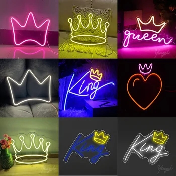 Király Korona Neon Fény Akril VEZETETT Egyéni Királynő Kalap Decorctive Lámpa a Szobában Bolt Fal Fél Szalon Születésnapi, Esküvői Ajándék