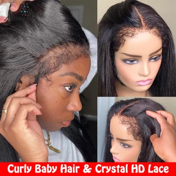 Atina Egyenes Átlátszó Crystal HD 360 Csipke Frontális Emberi hajból készült Paróka, Glueless Láthatatlan Csipkével, Paróka, A Brazil Nők
