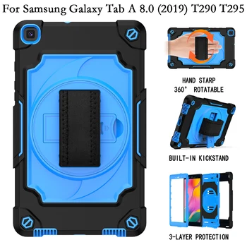 Vállpánt Forgatás Állni, Ütésálló Tabletta Fedezi a Samsung Galaxy TabA Lap Egy 8.0 2019 T295 T290 Esetben PC Szilikon Fundas
