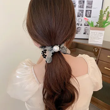A Nő Nagy Gyöngy Íj Haj Nyakkendő Divat Koreai Stílus Hairband Hajgumit Lányok Lófarok Birtokosai Gumi Haj Tartozékok