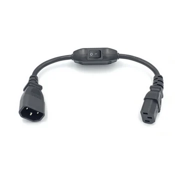 Fekete, 0.3 M PVC, Réz IEC320 C13, hogy C14 hosszabbító 10A független ellenőrző kapcsoló futómű kabinet PDU/UPS kiszolgáló hálózati kábel