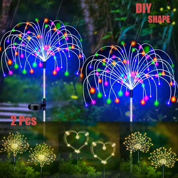 2 Db 90/150 LED-es Napelemes Kültéri Tűzijáték Fény Pitypang DIY Alakú Mese Fény, Kert, Gyep, Fény, Fény Fesztivál