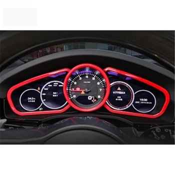 A Porsche Cayenne 2018 2019 2020 ABS piros Belső Konzol Eszköz Gyűrű Rikító Szalag Műszerfal Fedezze Kárpitok Autó Stílus