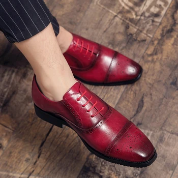 Brit Stílus Lace-up Oxford Cipő, Vastag Alsó Hegyes Toe Üzleti Cipő Luxus Márka Pattanásos Férfi Cipő Designer Férfi Cipő