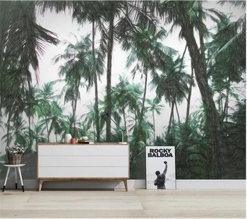 wellyu saját háttérképet cucc de parede Kézzel rajzolt északi trópusi növény kókusz fa tv háttér falon festmény behang