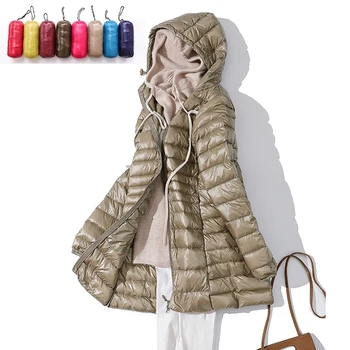 Plus Size Új Nők Vékony Kabát Fehér Kacsa Le Ultrakönnyű, Kabátok Őszi-Téli Meleg Hosszú Kabátot Hordozható Outwear