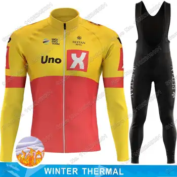 2023 UNO-X Téli Kerékpáros Mez Meghatározott norvég Pro Team Kerékpáros Ruházat, Férfi Országúti Kerékpár Hőszigetelő Dzseki, Öltöny, Kerékpár Bib Harisnya