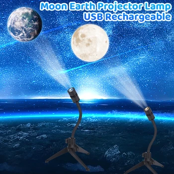 Hold Lámpa Bolygó Projektor Éjszakai Fény Ég Projektorhoz 360° Forgatható USB Hold Led-es Éjjeli Lámpa Föld Projektoros Lámpa Szoba Dekoráció