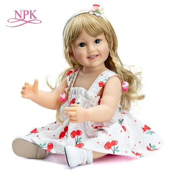 NPK 55cm hosszú haj eredeti célja minden puha szilikon test reborn baba lány, kézzel készült baba