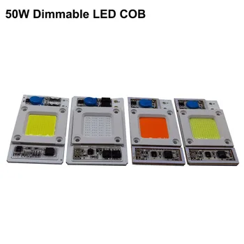 50W Szabályozható COB LED Lámpa Chip Teljes spektrumú fehér 6000K 10000K 20000K 30000K Kék AC 220V Bemenet Okos IC-Vezető