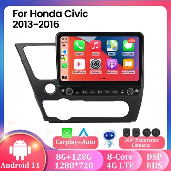 HD IPS Képernyő 8GB+128GB a Honda Civic 2013 - 2016 autórádió Multimédia Lejátszó Navigáció GPS Android Bulit Carplay BT