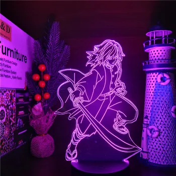 Kimetsu Nem Yaiba Giyu Tomioka Akril 3D-s Vizuális Lámpa LED Haza Room Decor Fény Menő Gyerekek Ajándékot, Amin Ábra Éjszakai Fény