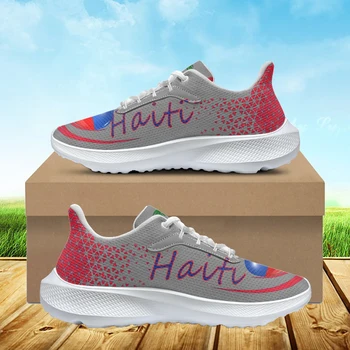 INSTANTARTS Új Haiti Háló futócipő Haiti Zászló Nyomtatás Felnőtt Lélegző Lapos Cipő Mérete 36-46 Klasszikus Sport Cipők Zapatos