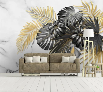 beibehang saját háttérképet Skandináv minimalista, kézzel festett trópusi növény levelei a fény luxus háttér falfestés dekoráció