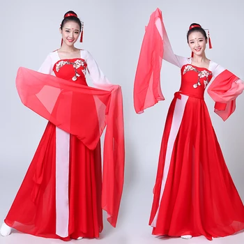 A kínai népi tánc, jelmez nő ruházat színpadon viselni nemzeti ősi rajongó tánc hagyományos Kínai tánc, jelmez FF1987