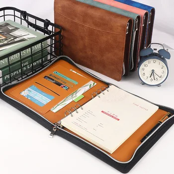 A5 loose-leaf cipzár táska spirálos jegyzetfüzet, írószer tárca stílus ol üzleti könyv Multi funkciós számológép, binder