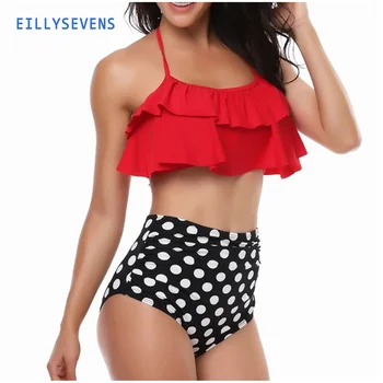 Kétrészes Női Fürdőruha Plus Size Többrétegű Fodros Dot Nyomtatás Bikini Tankini Meghatározott Fürdőruha 2023 Nyári Beach Fürdőruha Gyerekek