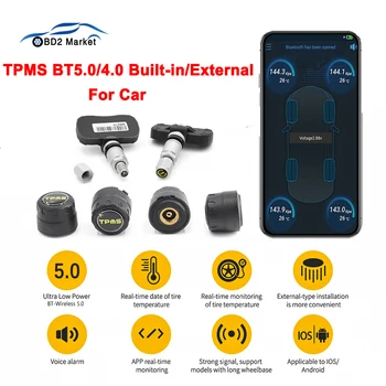 TPMS BT-vezeték nélküli 5.0 Auto Gumiabroncs Nyomás Riasztó Érzékelő Motoros Autó tpms TMPS moto Android/IOS Abroncs Ellenőrző Rendszer