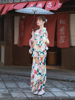 Kimonó Sakura Szezon Aranyos Lány Japán Fürdőköpeny Japán Hagyományos Ruházat Nők