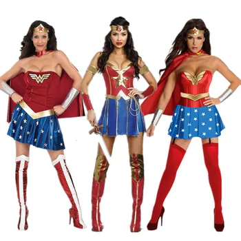 Szexi női szuperhős csoda, hogy a nők cosplay Halloween jelmezek szuper lány diancosplay body ruhát halloween jelmez ruha