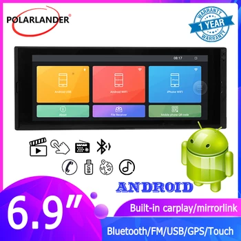 Autó Multimédia MP5 Lejátszó Android Univerzális 1 Din 6.9 Hüvelyk 1 G+16G Bluetooth GPS WiFi Carplay FM IPS érintőképernyő Sztereó Vevő