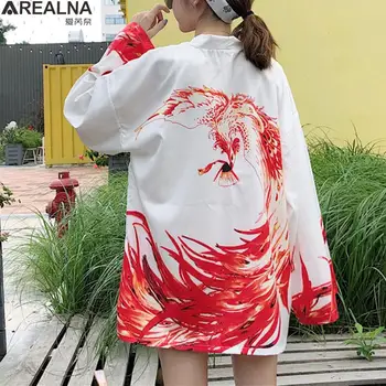 Japán Stílusú Lángoló Phenix 3D Nyomtatás Kardigán Kimonó Harajuku a Nők a Férfiak Streetwear hosszú ujjú japán stílusú ruhákat nők +öv