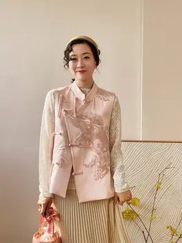 2023 kínai stílusú mellény hagyományos vintage felső hagyományos tang öltöny mellény hímzett felső coatwomen kecses napi qipao mellény