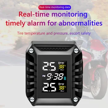 Vezeték nélküli Motorkerékpár TPMS 2 Külső Érzékelők Motorkerékpár Gumiabroncs Nyomás Ellenőrző Gumiabroncs Hőmérséklet Riasztó Rendszer Idő Kijelzés