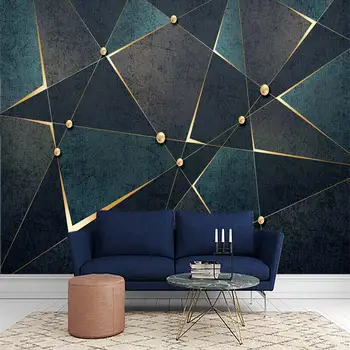 Absztrakt kék geometriai háromszög line 3D fali javítás 3D-s nappali, hálószoba, egyedi öntapadós tapéta