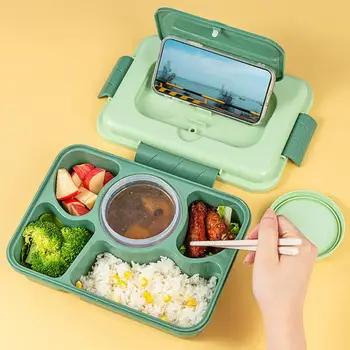Bento Box Nagy Kapacitású Könnyen Tisztítható Ebédet 4/5 Rácsok Hordozható Ebéd Tároló Tok Fedelét Napi Használata