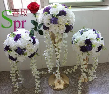 SPR esküvői virág labda esküvői út vezet virág dahlia Rose gyertyatartó asztal dísze virág decoratio Ingyenes szállítás