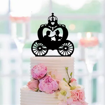 Esküvői Torta Topper Menyasszony meg a Vőlegény a Kocsi Sziluett Topper Esküvői Torta Esküvői / Eljegyzés / Évfordulóján