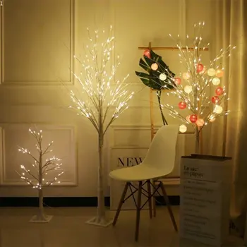LED, Fehér Nyír Dekoratív LightsChristmas Fesztivál Táj Fények Szimuláció Hálószoba Dekoratív Modell Fények Navidad 2023