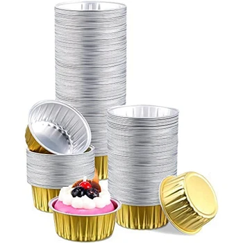 Alumínium Fólia Csésze Mini Sütés Csésze Arany Cupcake Aljzat Eldobható Kerek Fólia Muffin Edények Főzés,Születésnapi Party