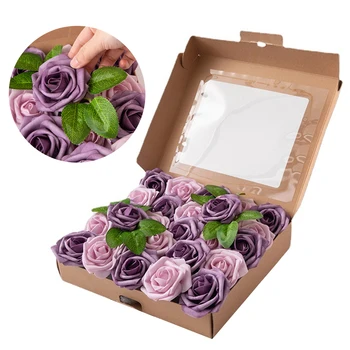 25pcs Rose 8CM Mesterséges Hab Rózsa a Virágok, Menyasszony Csokor, Virág, Esküvői, Valentin Fél Dekoratív Scrapbooking DIY Virág